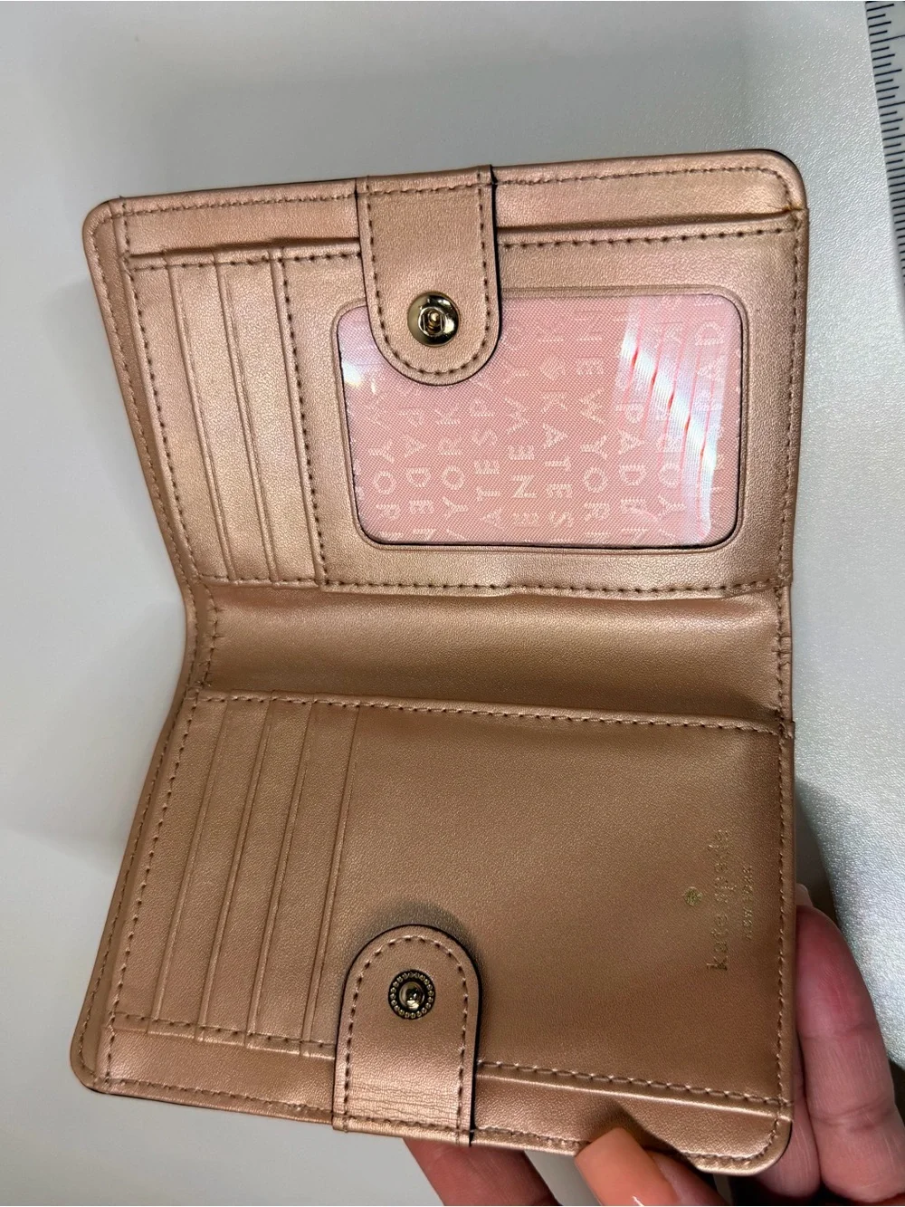 kate spade Metallic Gold Zip Around Card Wallet